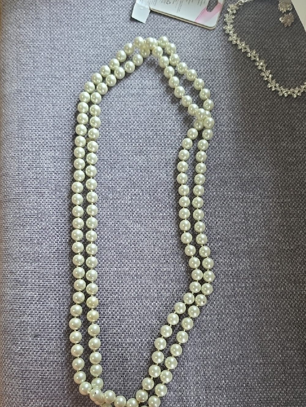 Classic Double Strand Pearl Necklace - White